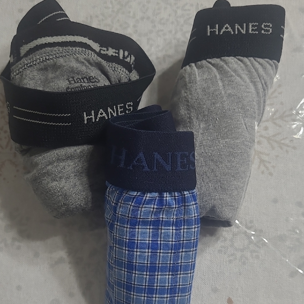 Boys Hanes Boxers - Black, Gray, and Blue Plaid